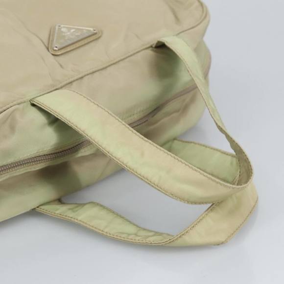 PRADA Hand Bag Nylon Beige Silver Auth 97438 - Picture 7 of 16